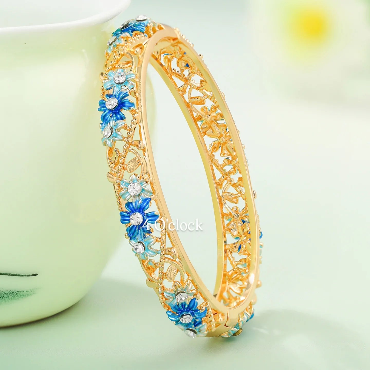 ✨🏰VC10: Cloisonné Vintage Victorian Bangles : Blue 🌸🕯️