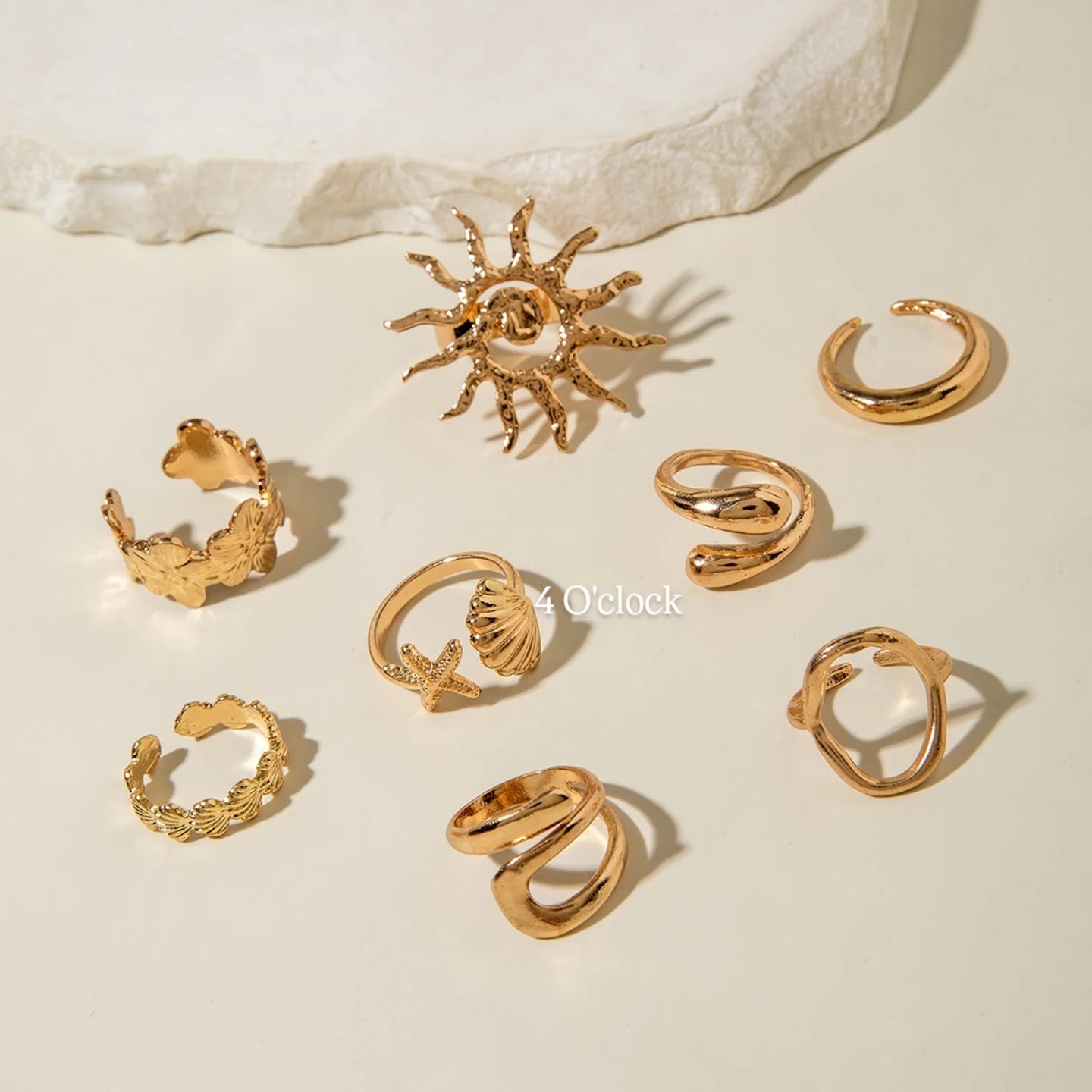 ✨RS92: Maximalistic Finger Ring Sets (Golden) - 8pcs (Full set adjustable)