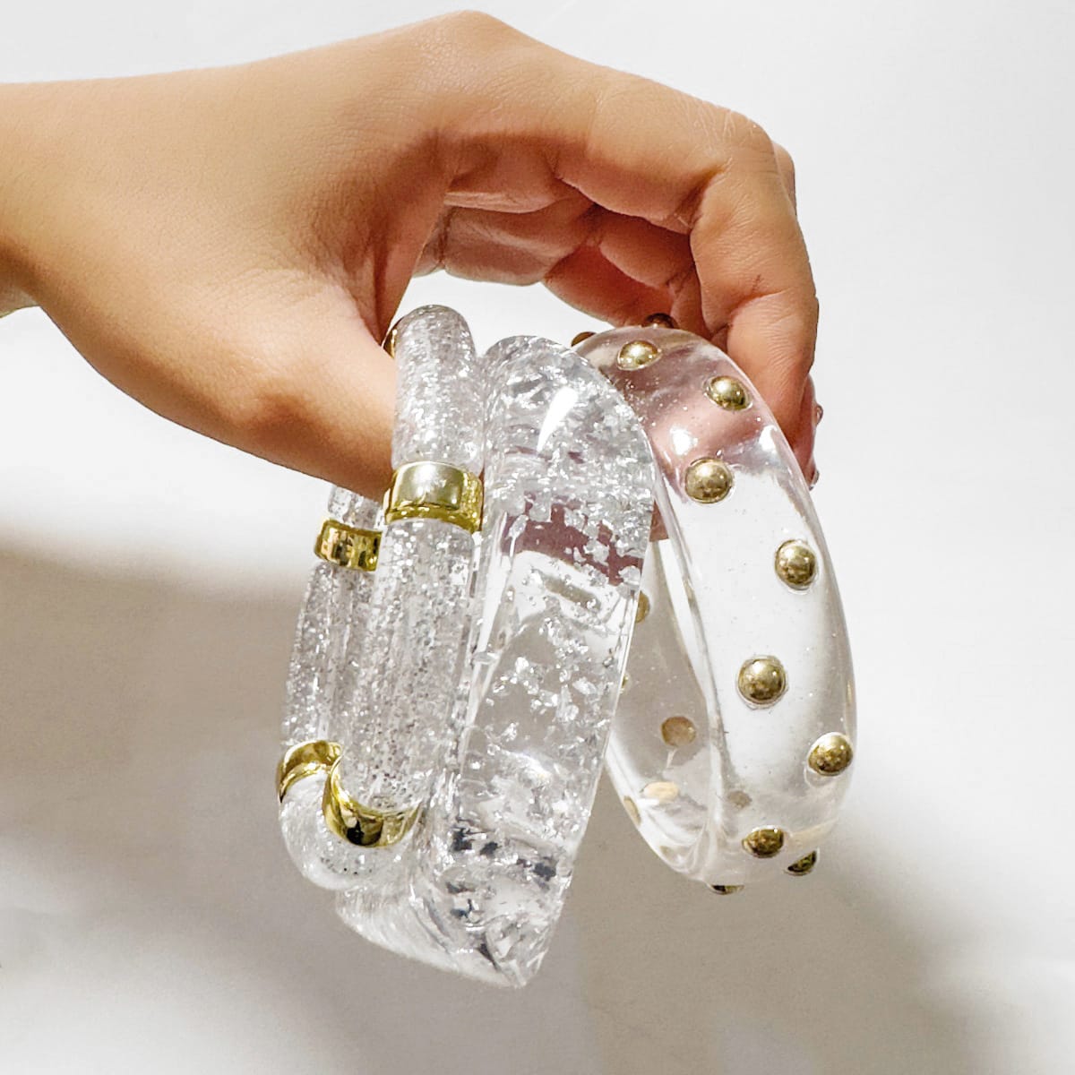 HC197: Trendy Resin Bangle Set (3 pcs)
