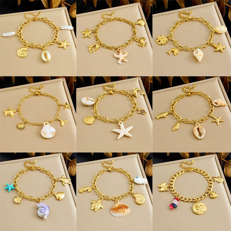 BN37: 18K Gold Plated Premium Stainless Steel Charm Bracelet