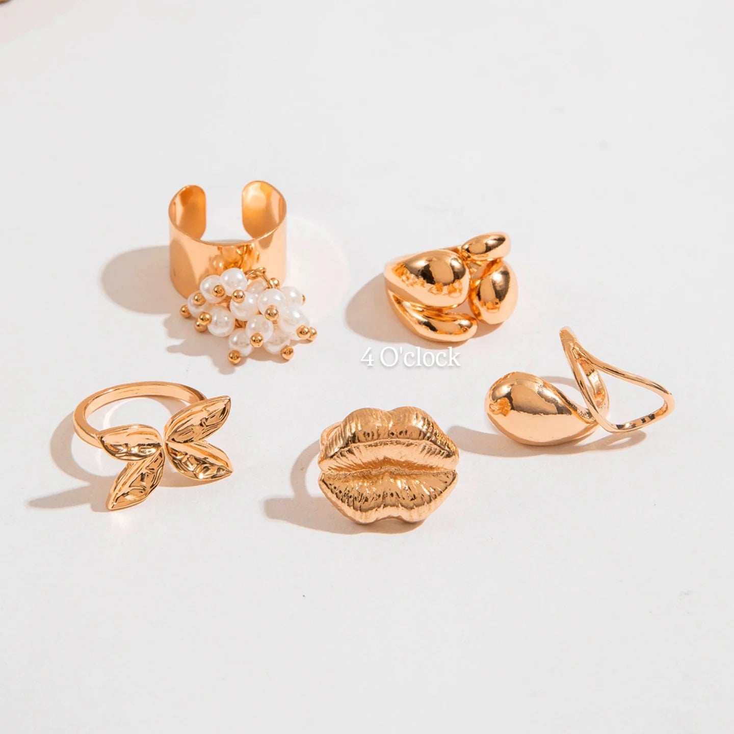 ✨RS86: Maximalistic Finger Ring Sets (Golden) - 5pcs (Adjustable-Non adjustable mixed sizes)