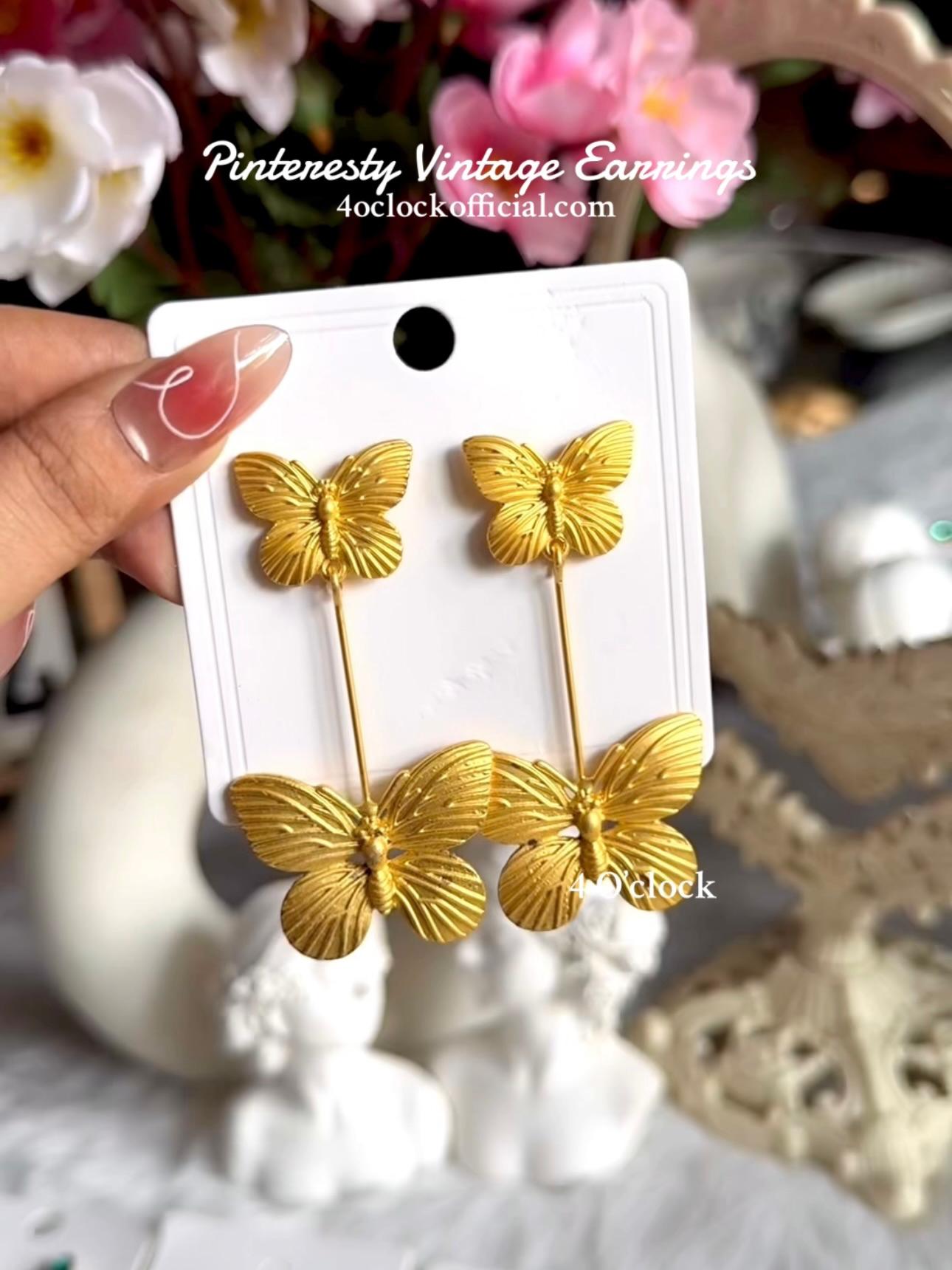 Vintage Earrings: Golden Butterfly