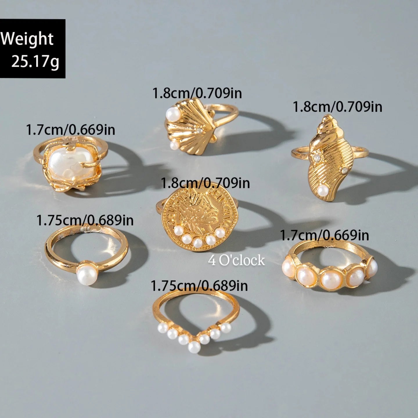 ✨RS43: Maximalistic Finger Ring Sets (Golden) - 7pcs (Non adjustable)