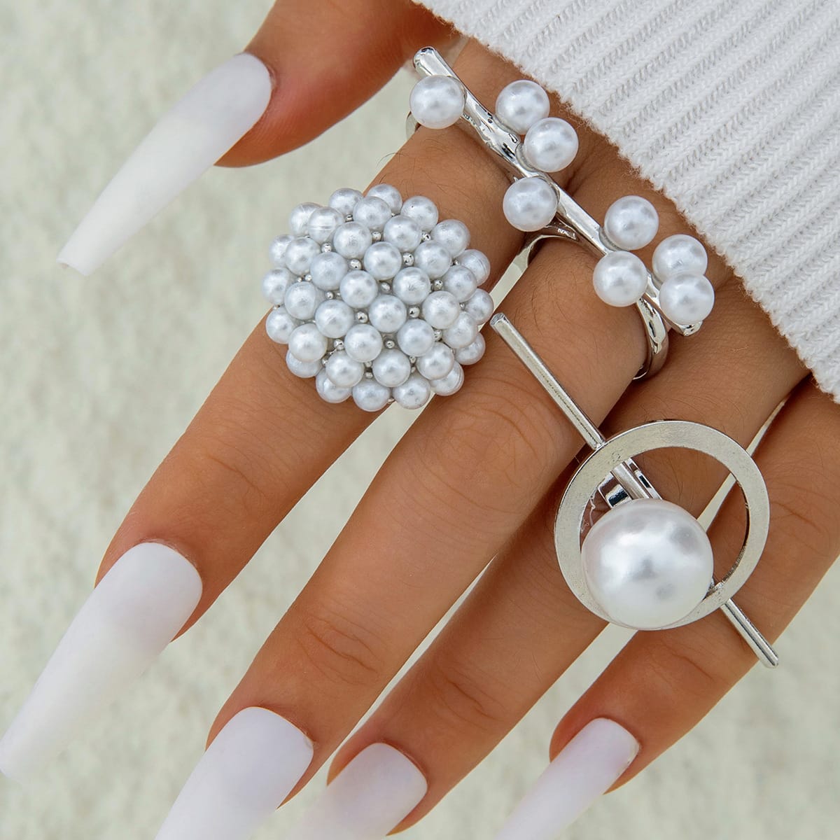 RS161: Maximalistic Finger Ring Sets (Silver) - 3pcs
