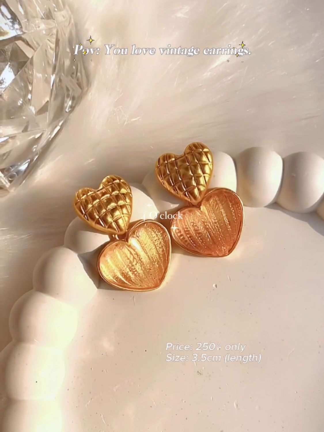 Vintage Earrings: Peach Heart