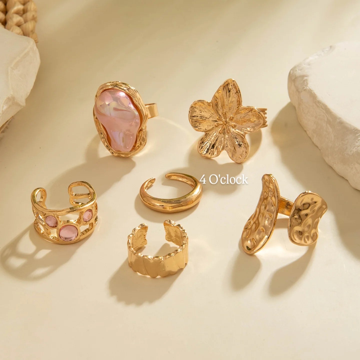 ✨RS58: Maximalistic Finger Ring Sets (Golden) - 6pcs (Full set adjustable)