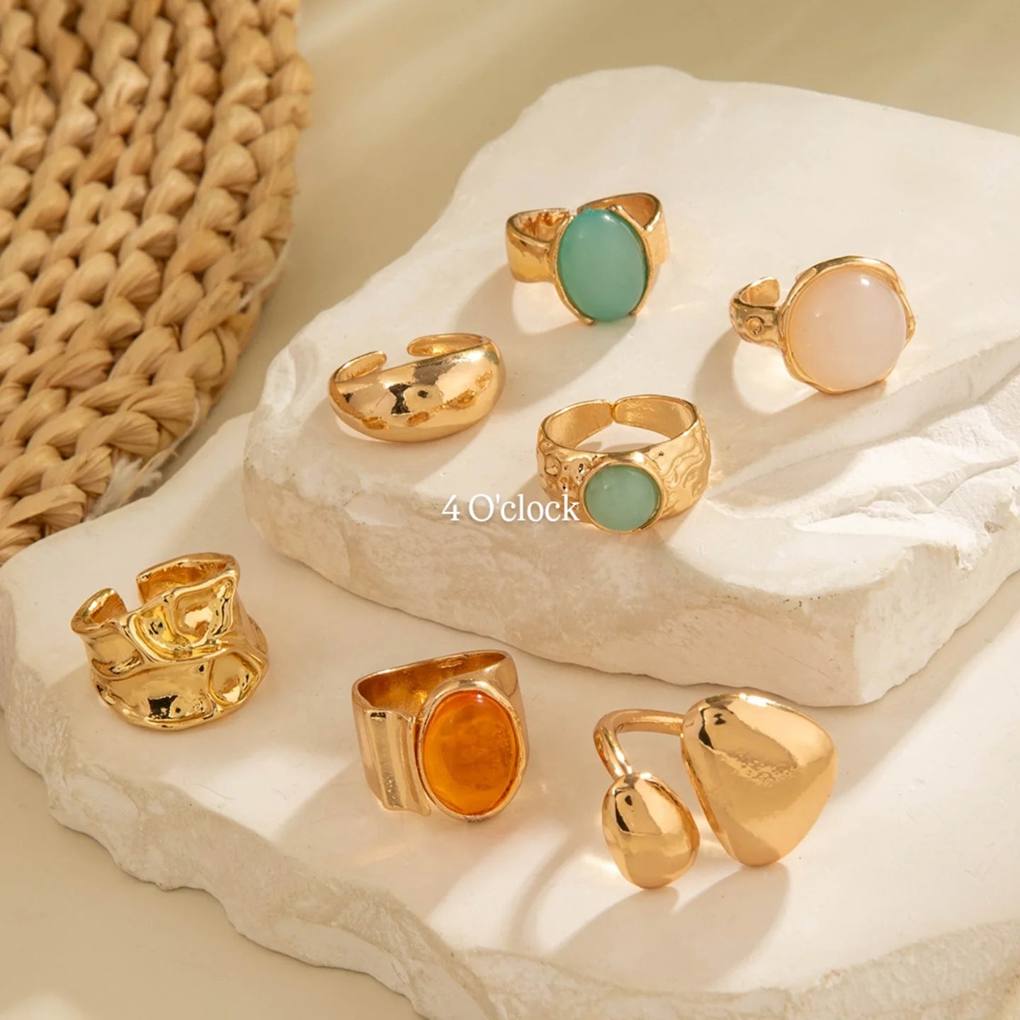 ✨RS77: Maximalistic Finger Ring Sets (Golden) - 7pcs (Full set adjustable)