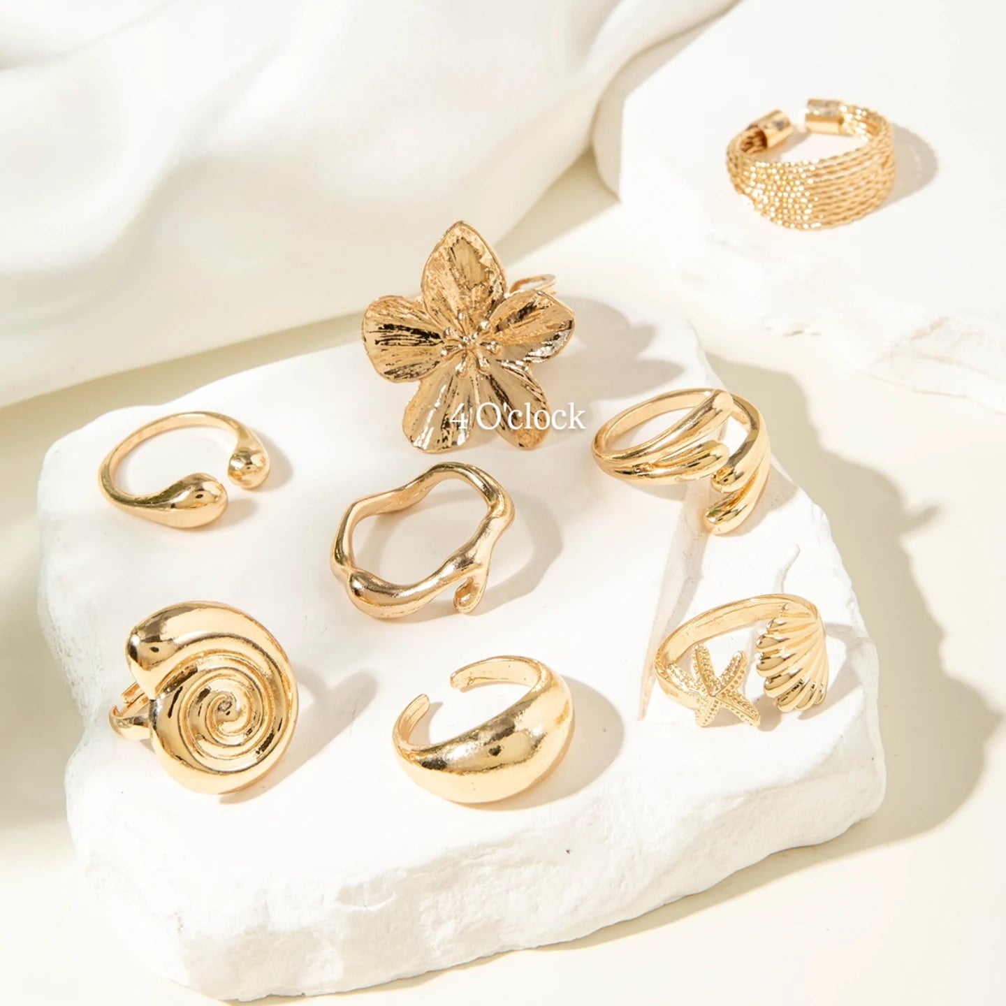 ✨RS02: Maximalistic Finger Ring Sets (Golden) - 8pcs (full set adjustable)