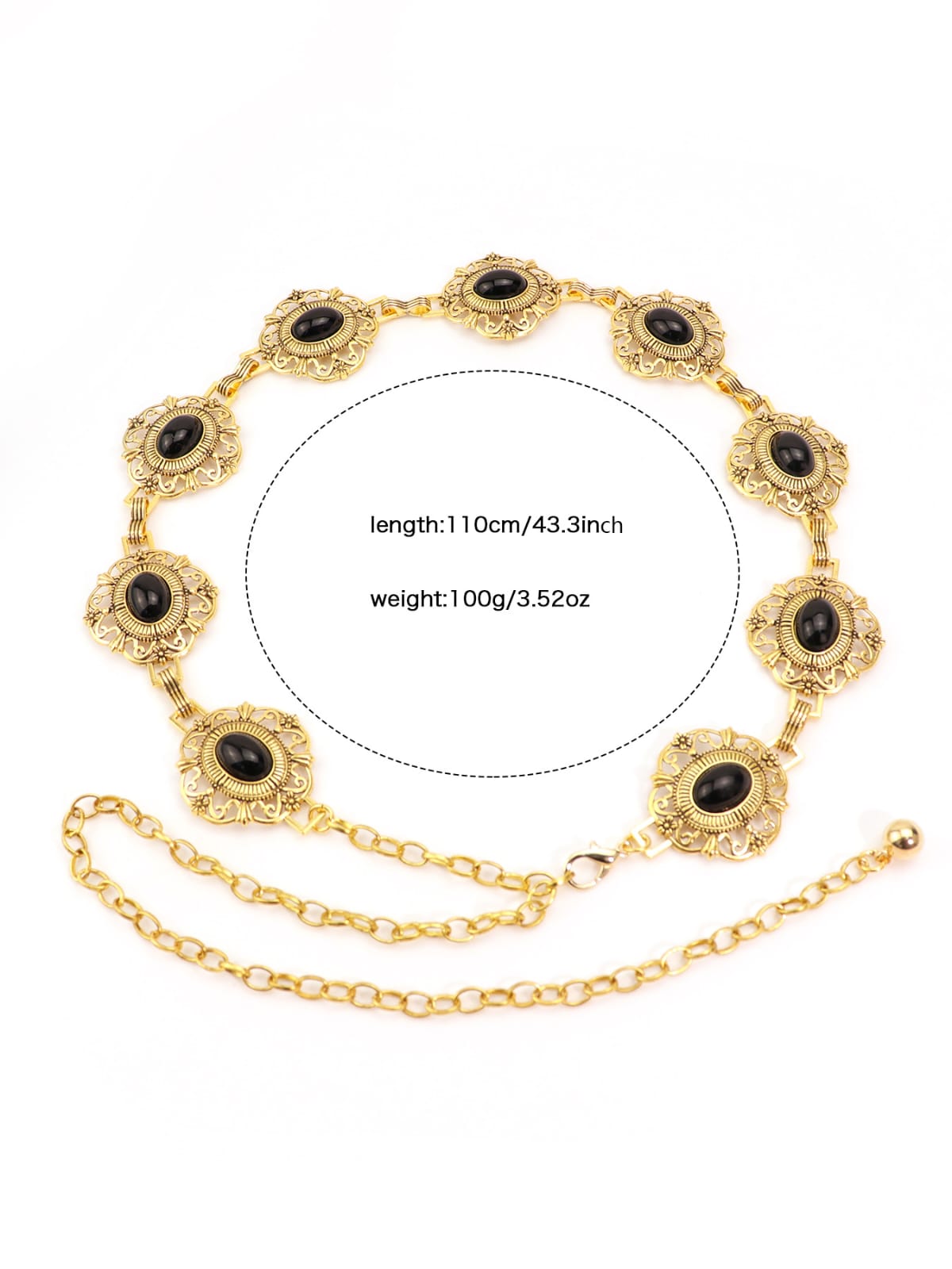 WC09: Pinteresty Waist Chains: Black Flower Golden