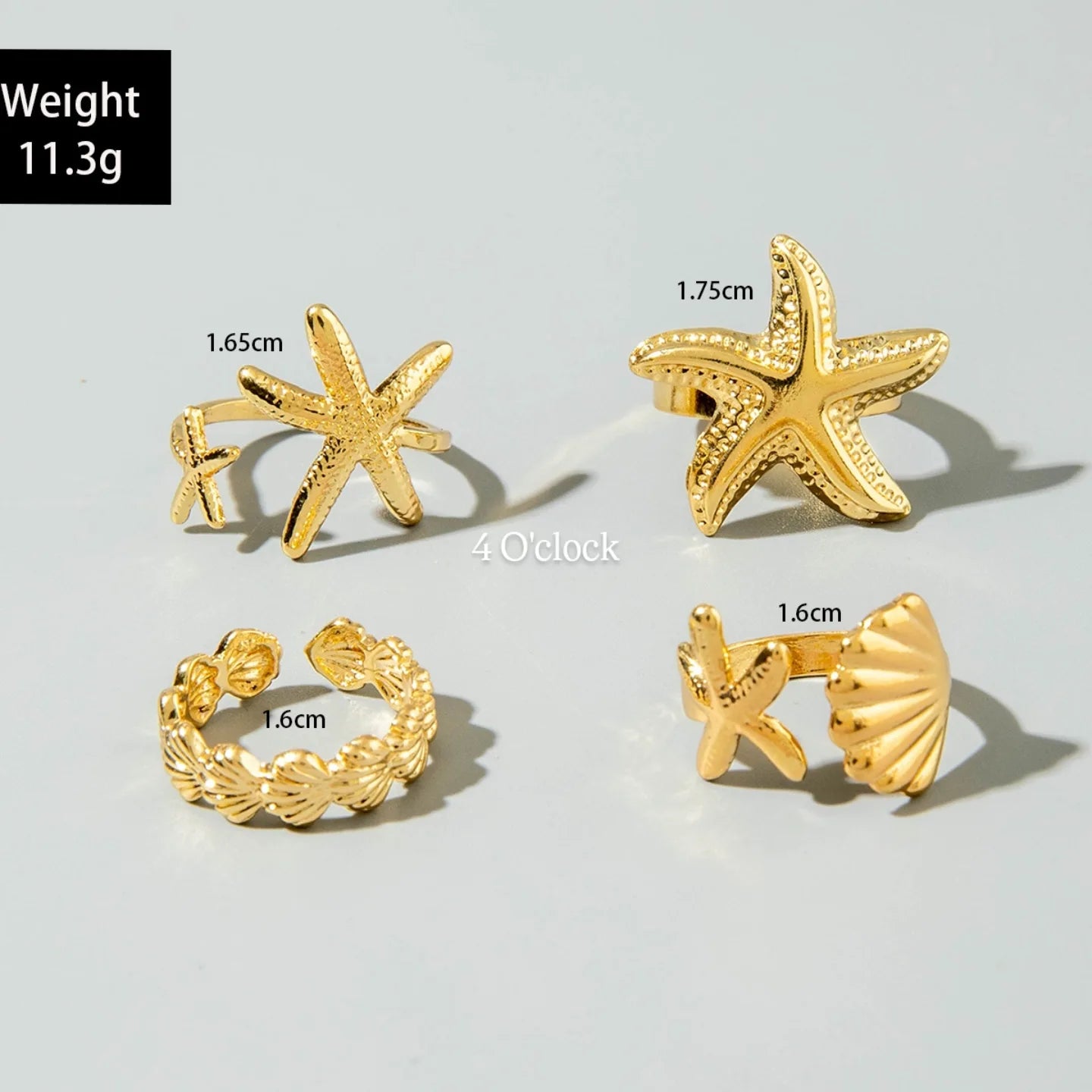 ✨RS66: Maximalistic Finger Ring Sets (Golden) - 4pcs (Full set adjustable)