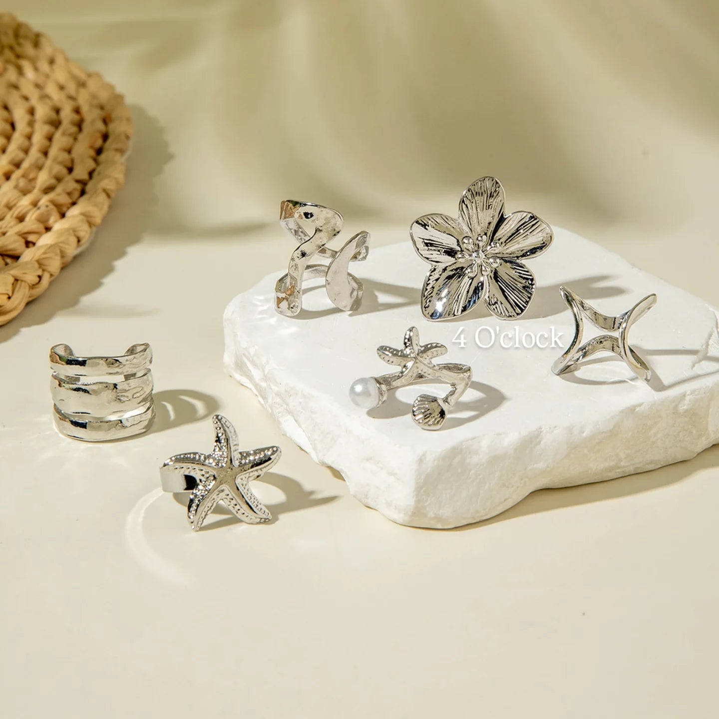 ✨RS71: Maximalistic Finger Ring Sets (Silver) - 6pcs (Adjustable-Non adjustable mixed sizes)