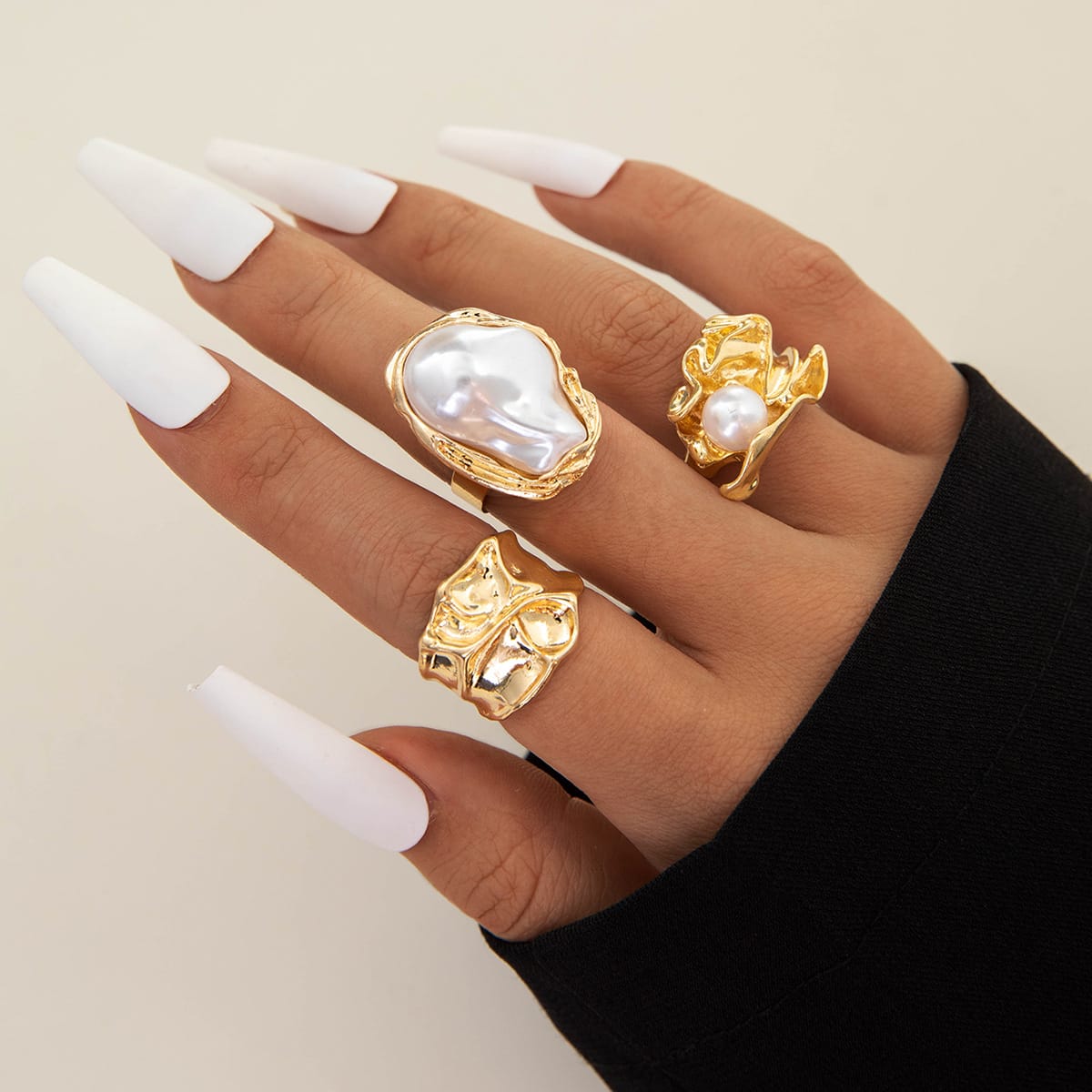 RS06: Maximalistic Finger Ring Sets (golden) - 3pcs