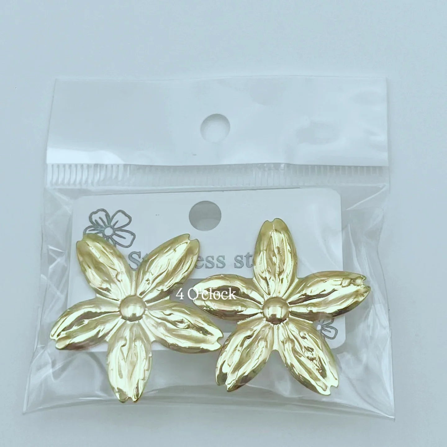 GE10: Stainless Steel Earrings: Golden Sakura