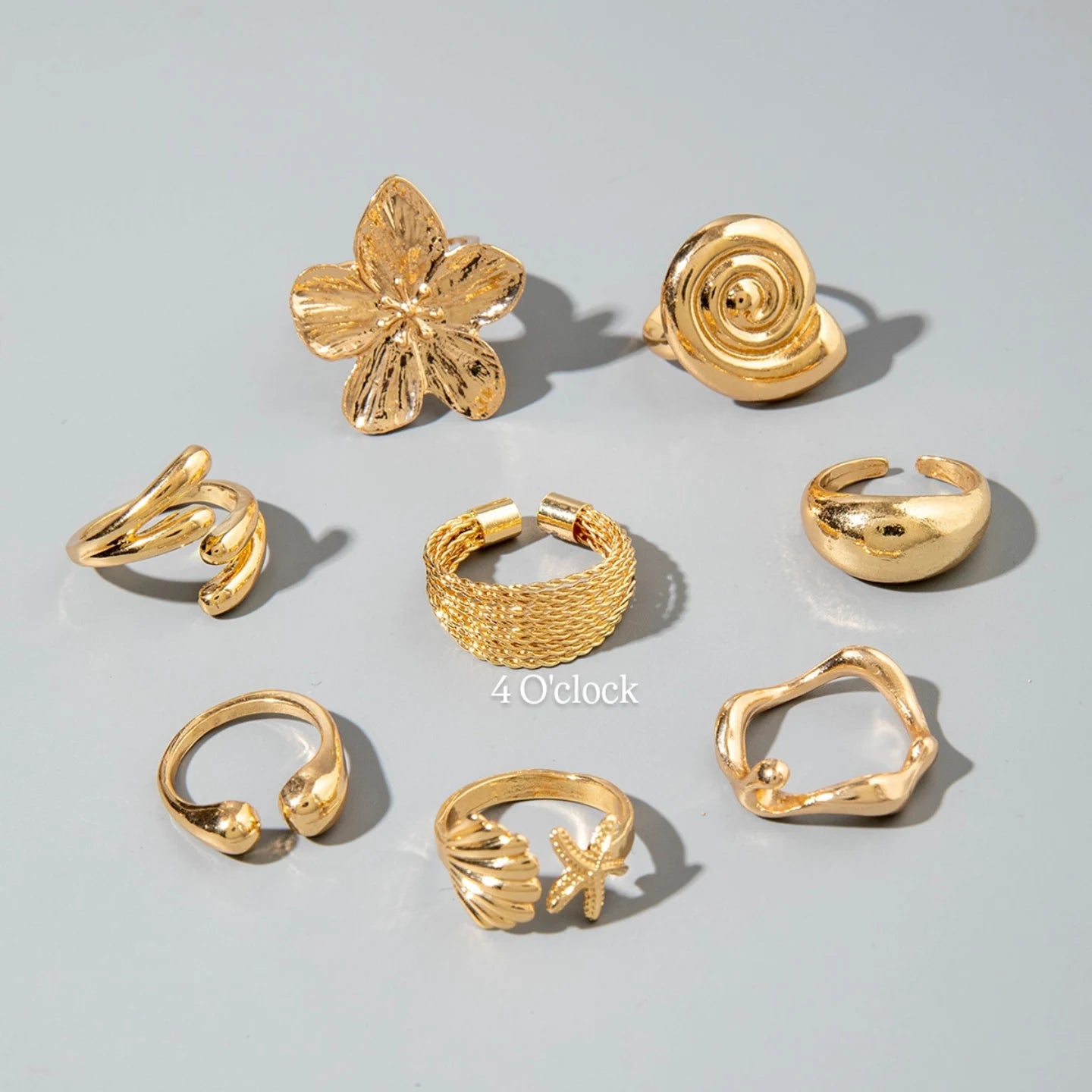 ✨RS02: Maximalistic Finger Ring Sets (Golden) - 8pcs (full set adjustable)