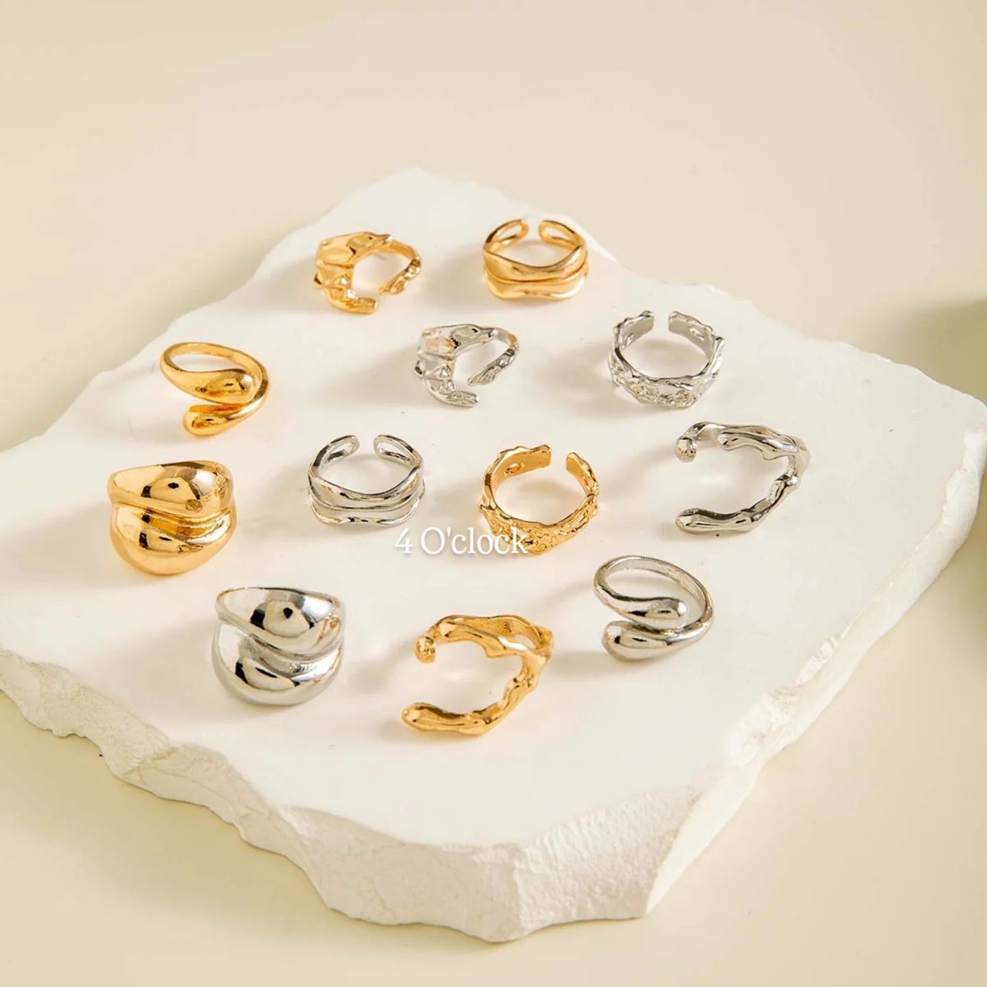 ✨RS50: Maximalistic Finger Ring Sets (Golden & Silver) - 12pcs (full set adjustable)