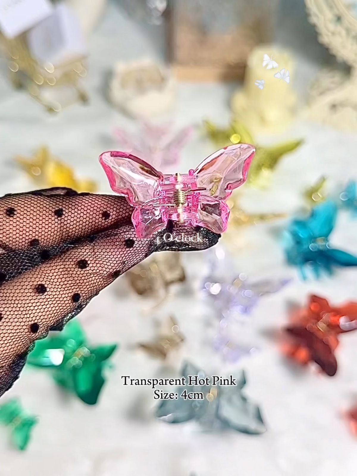 ✨Small Crystal Butterfly: Transparent HotPink✨