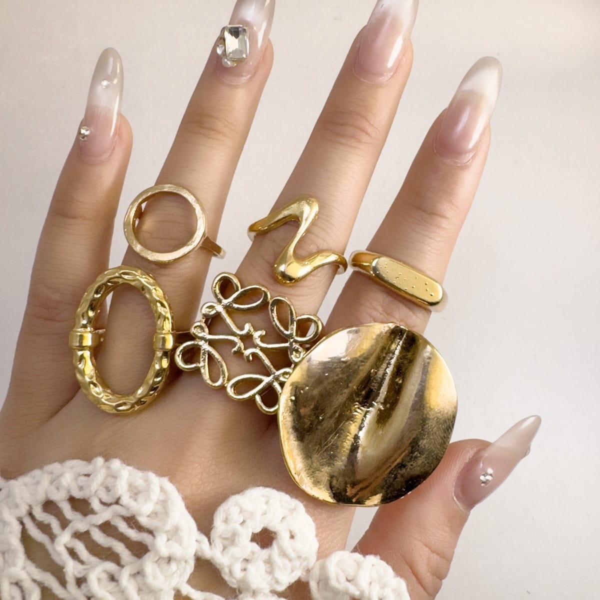 RS185: Maximalistic Finger Ring Sets (golden) - 6pcs