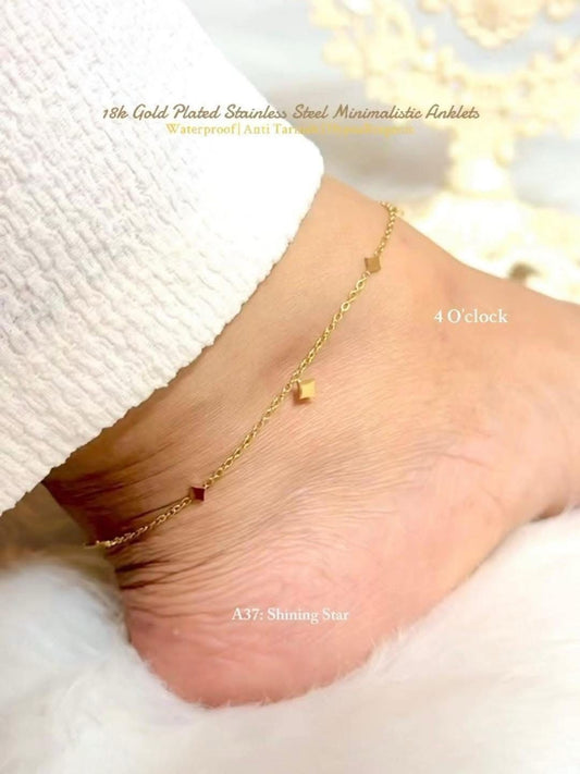 ✨A37: 18k Gold Plated Stainless Steel Anklet: Shining Star✨