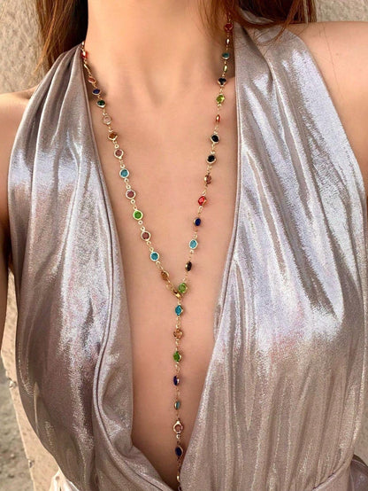 ✨5 in 1 neckpiece /handchain / bracelet stack: Multi Colored+Golden💫