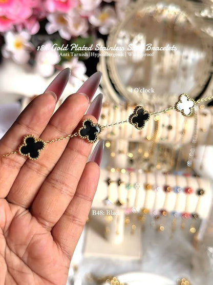 ⚜️B48: 18k Gold Plated Stainless Steel Minimalist Bracelet:Black✨