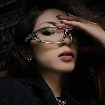 S03: Pinteresty Y2k Sports Sunglasses - Transparent + Silver (with box) Unisex