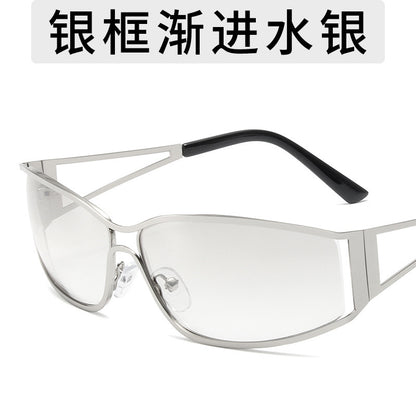 S26: Pinteresty Y2k Metal Hollow Sunglasses - Transparent + Silver (with box) Unisex