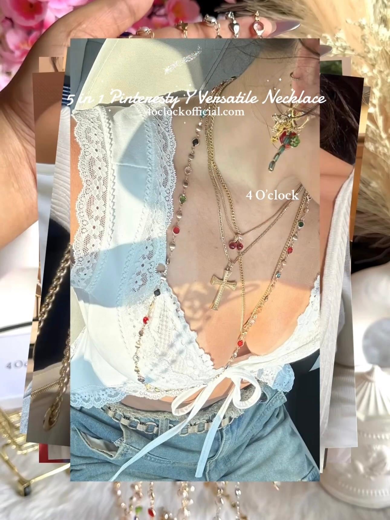 ✨5 in 1 neckpiece /handchain / bracelet stack: Multi Colored+Golden💫