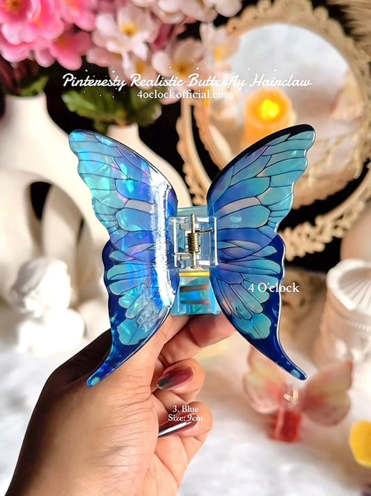 🦋🌿3. Realistic Butterfly Hair Claw – Blue🌸🍃