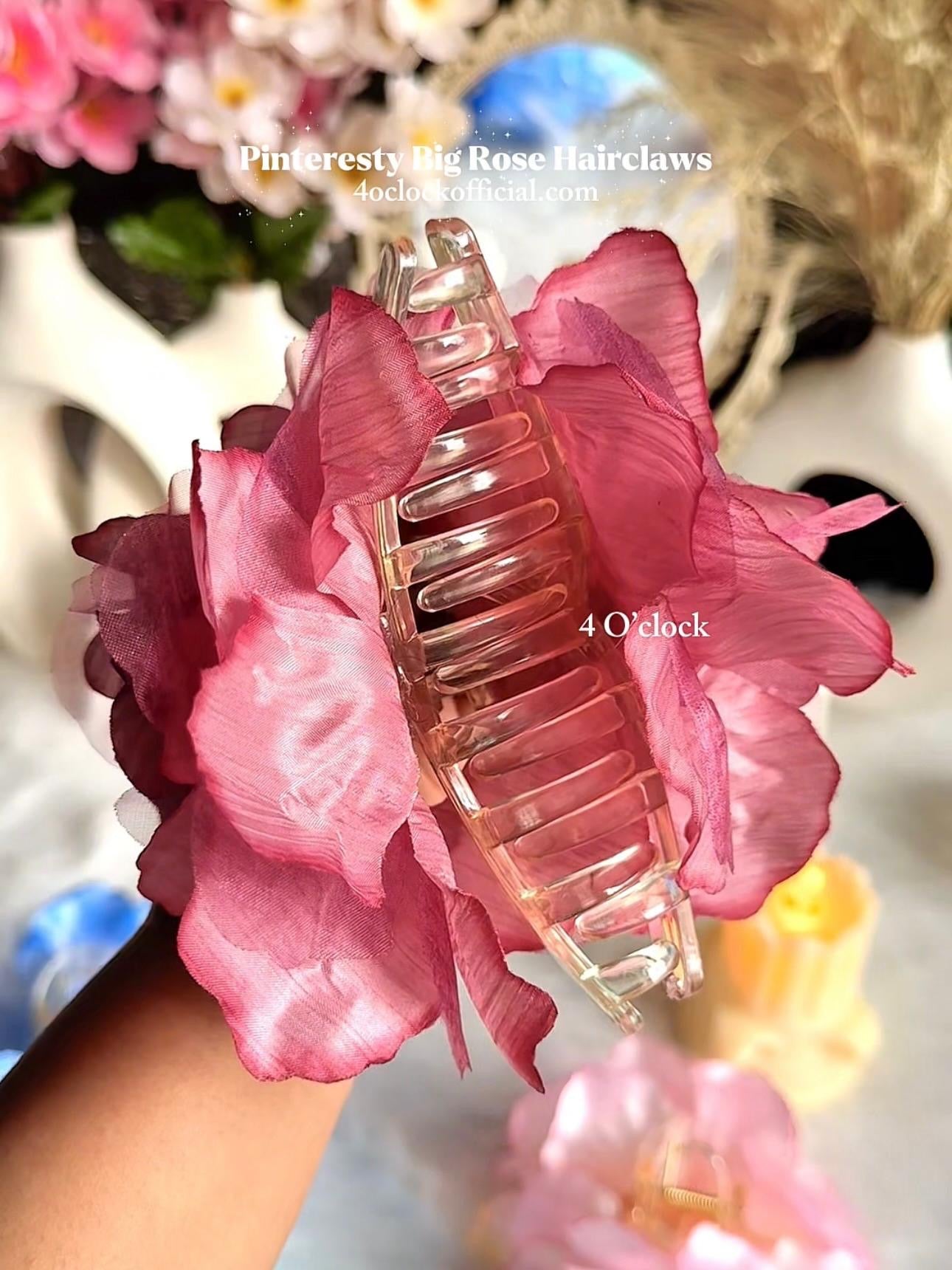✨🌸Pinteresty Timeless Rose Petals – Big Flower Hairclaw - Dark Flamingo🫧🥀