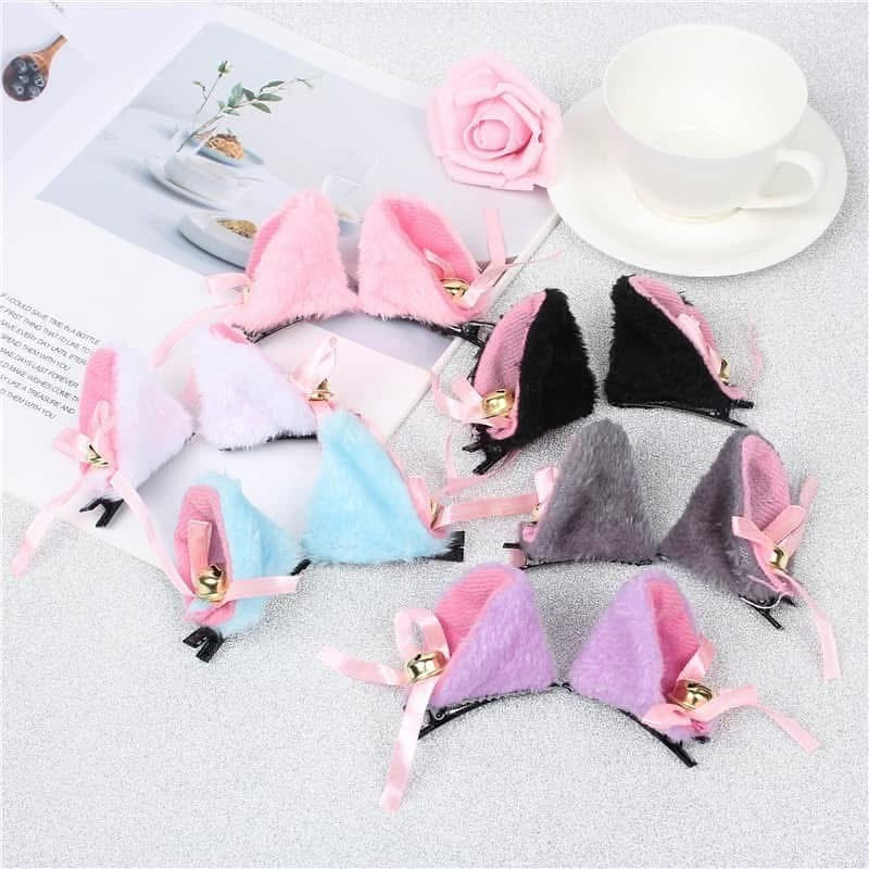 (🐈Cat Ear Hairclip: Grey (1 pair)🐾