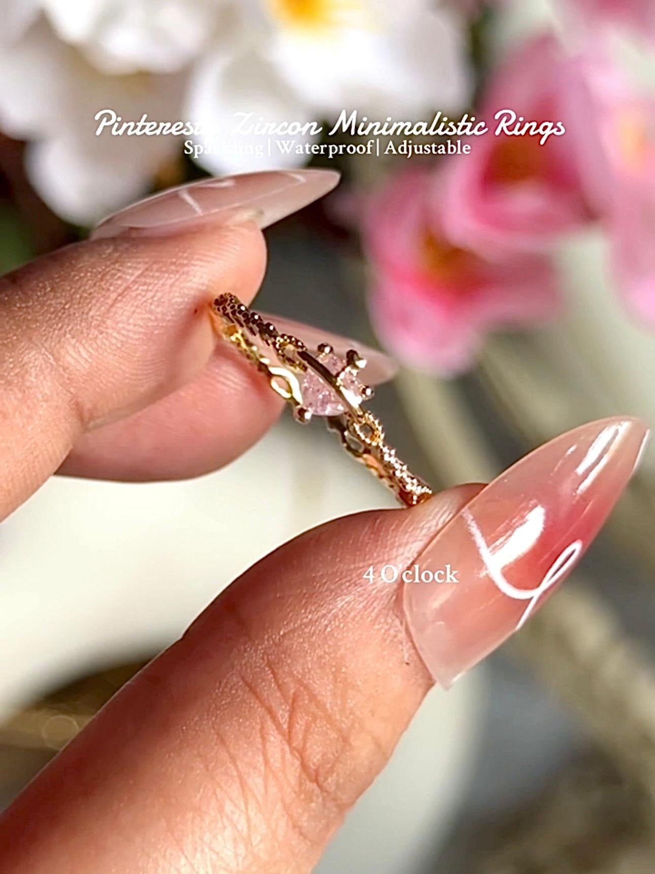 💍R234: Stainless Steel Zircon Minimalistic Finger Ring: Pink Mini Heart (1pc) (With Box)✨