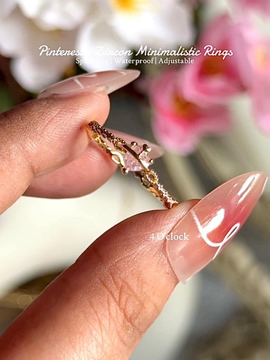 💍R234: Stainless Steel Zircon Minimalistic Finger Ring: Pink Mini Heart (1pc) (With Box)✨