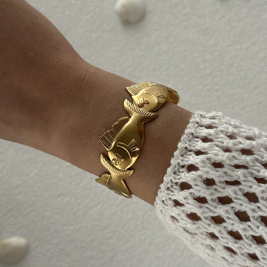 ✨HC141: 18k Gold Plated Stainless Steel Handcuff for Stack: Marina Cuff (Golden)✨