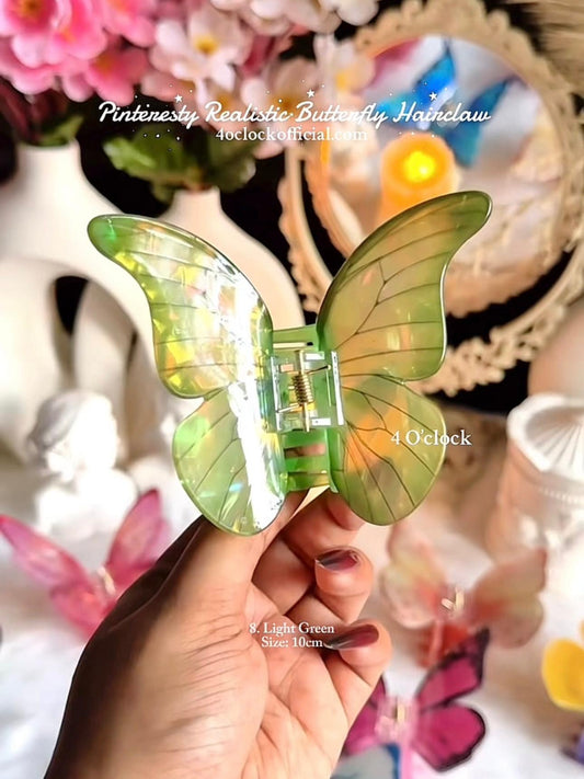 🦋🌿8. Realistic Butterfly Hair Claw – Light Green🌸🍃