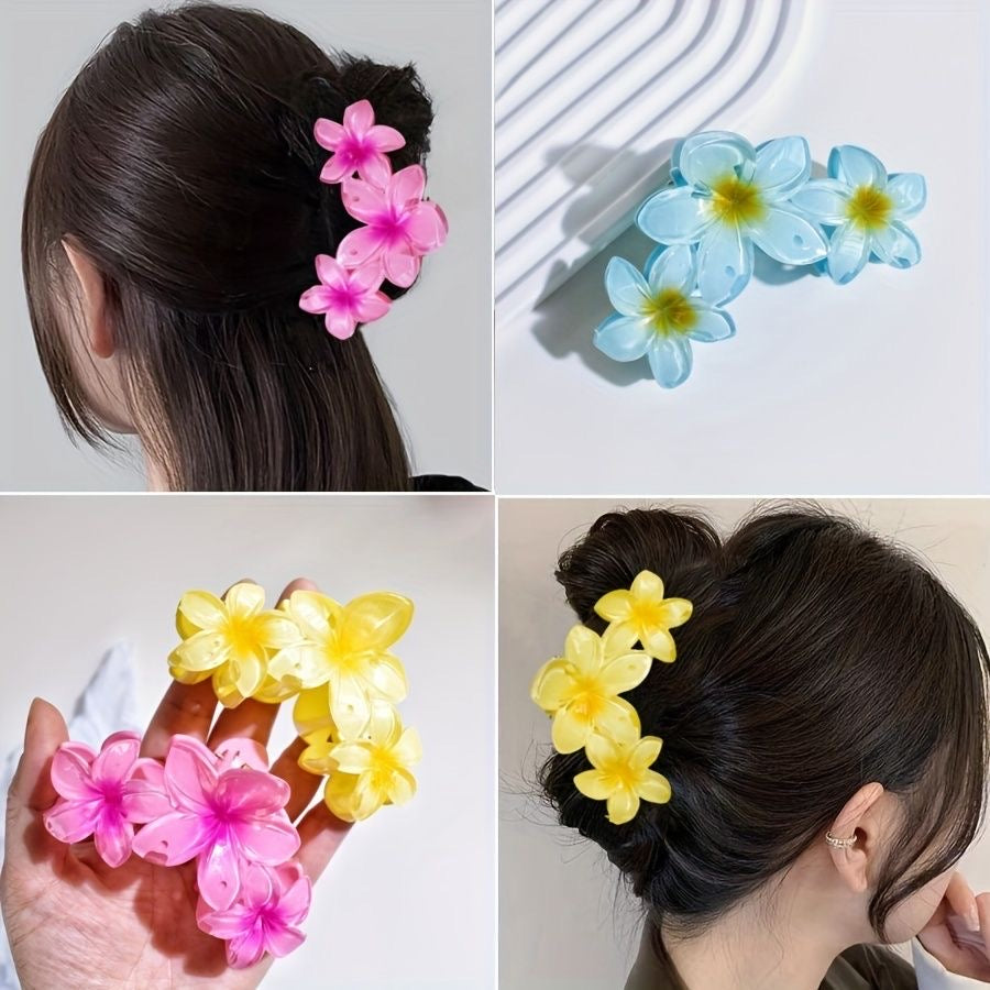 Big Plumeria Hairclaws: Neon Green (3 flowers are attached)