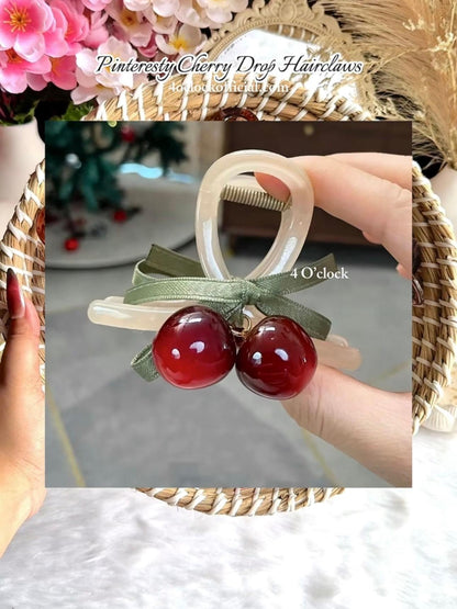 🍒✨Pinterestcore Cherry Drop Hairclaw - Off White✨🍒