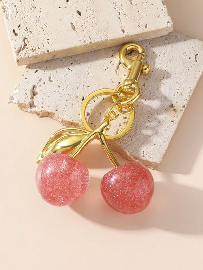 ✨🍒Pink Glitter Cherry Bag Charm/Keychain🍒✨