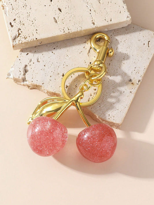 ✨🍒Pink Glitter Cherry Bag Charm/Keychain🍒✨