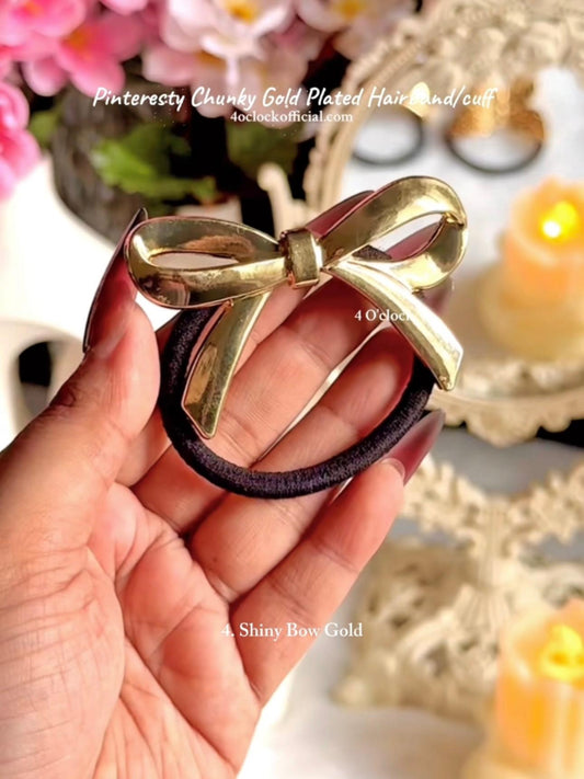 ✨4. Pinteresty Chunky Hairband/ Hair tie/ Hair cuff: Bow Gold✨