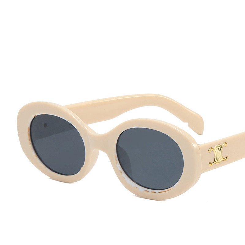 S13: Pinteresty High-End Brand Dupe Round Sunglasses - White (with box)