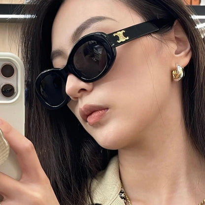 S12: Pinteresty High-End Brand Dupe Round Sunglasses - Black (with box)