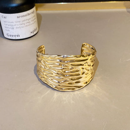 ✨HC123: Handcuff for Stack: Gold Folded Wide Bracelet✨