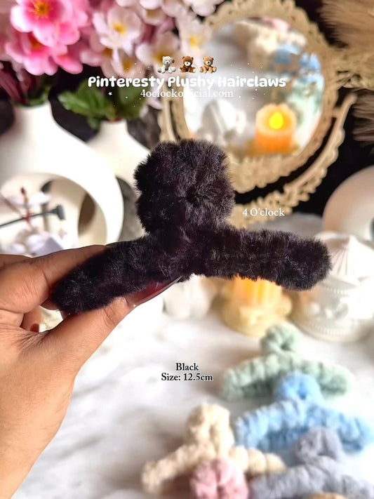 🧸Pinteresty Plushy Hairclaw: Black🎀✨
