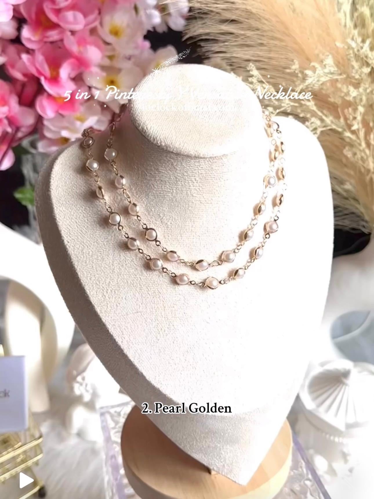 ✨5 in 1 neckpiece /handchain / bracelet stack: Pearl Golden💫