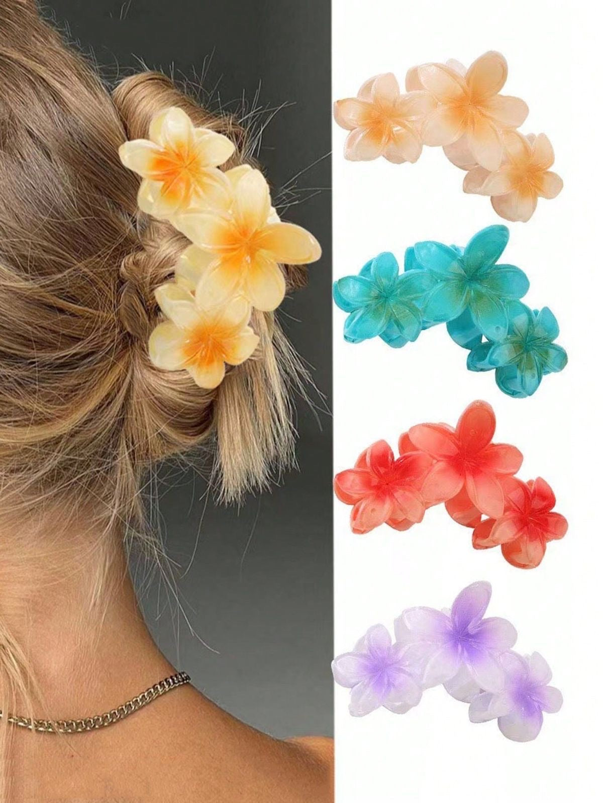 Big Plumeria Hairclaws: Neon Green (3 flowers are attached)