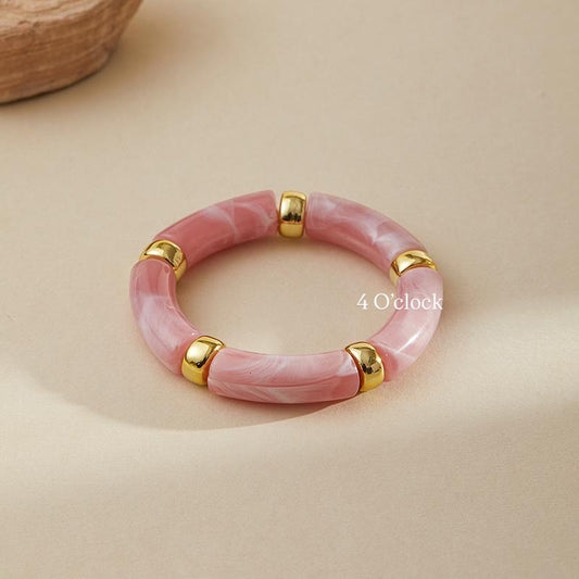 ✨HC78: Elastic Resin Bangles/Bracelet - Marbled Pink💗