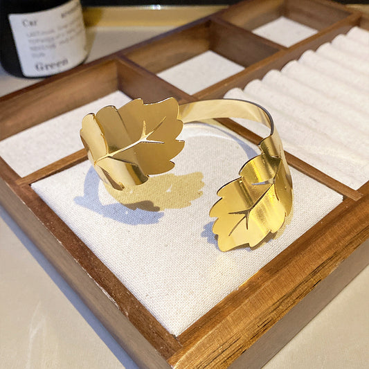 ✨HC130: Handcuff for Stack: Golden Leaf Bracelet✨