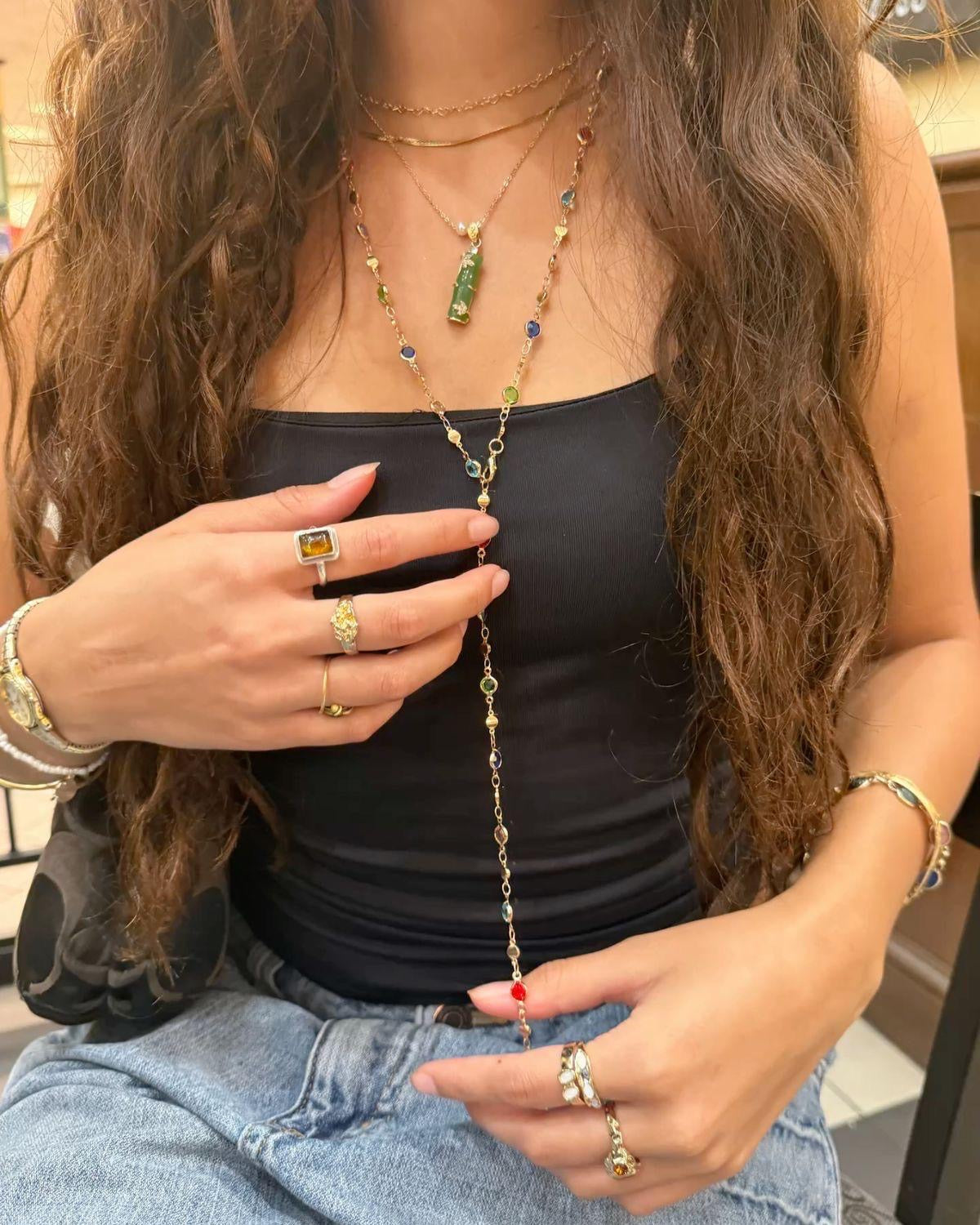 ✨5 in 1 neckpiece /handchain / bracelet stack: Multi Colored+Golden💫