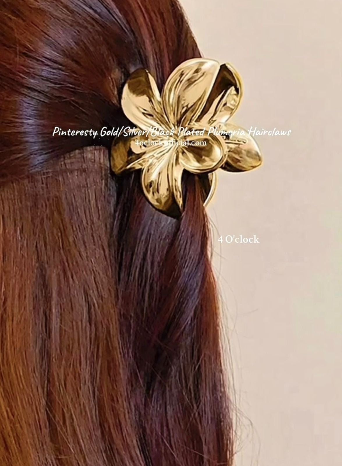 🐚Pinteresty Plumeria Glow Hair Claws: Golden - Glossy (Big)🦀✨