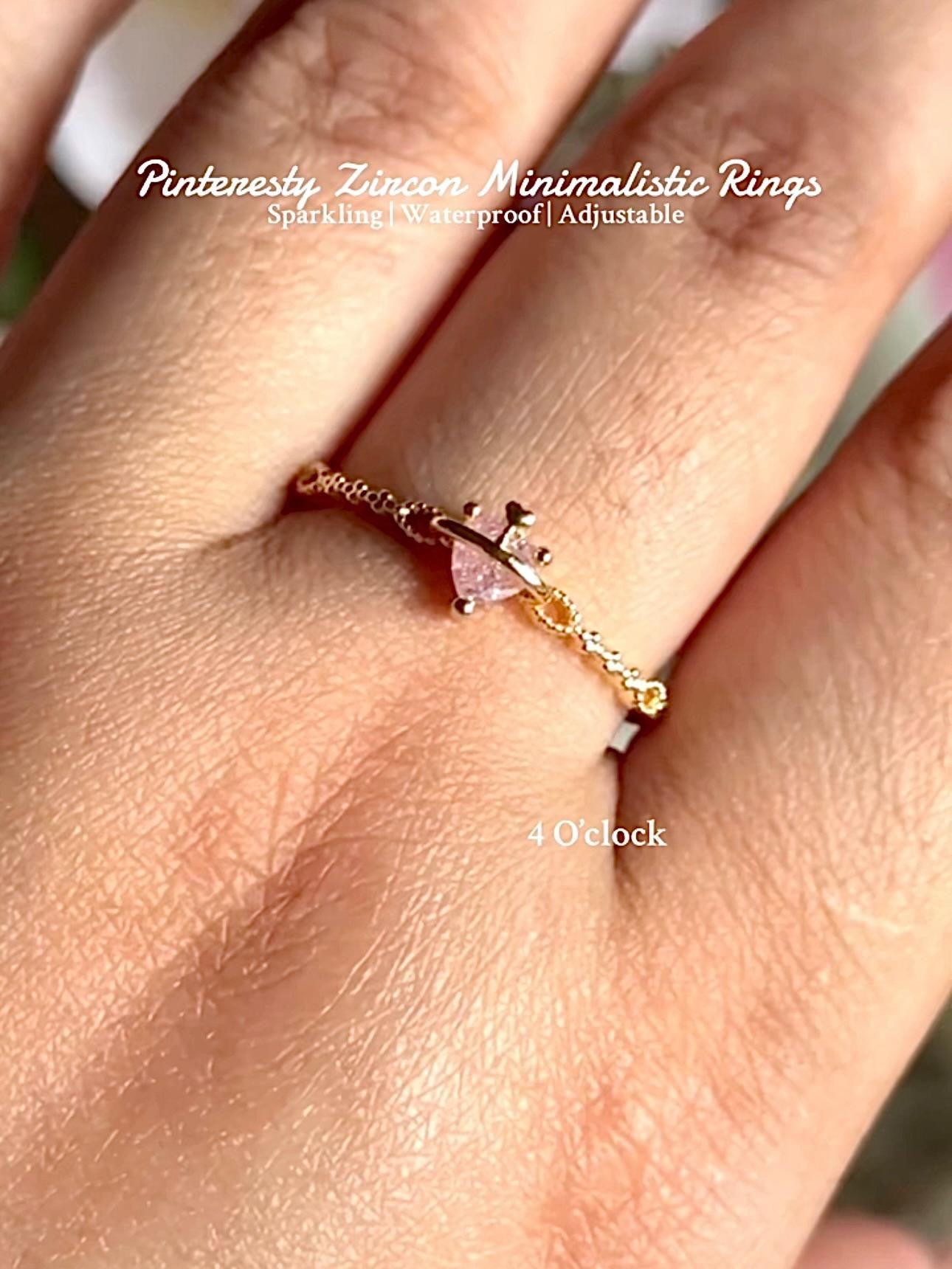 💍R234: Stainless Steel Zircon Minimalistic Finger Ring: Pink Mini Heart (1pc) (With Box)✨